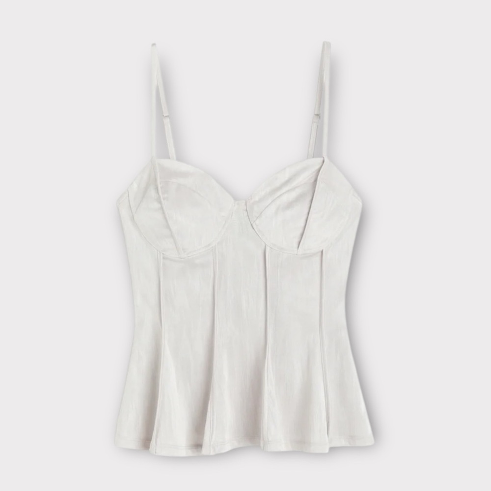 H&M Divided Corset-style Bustier Top Light Gray Size Small
